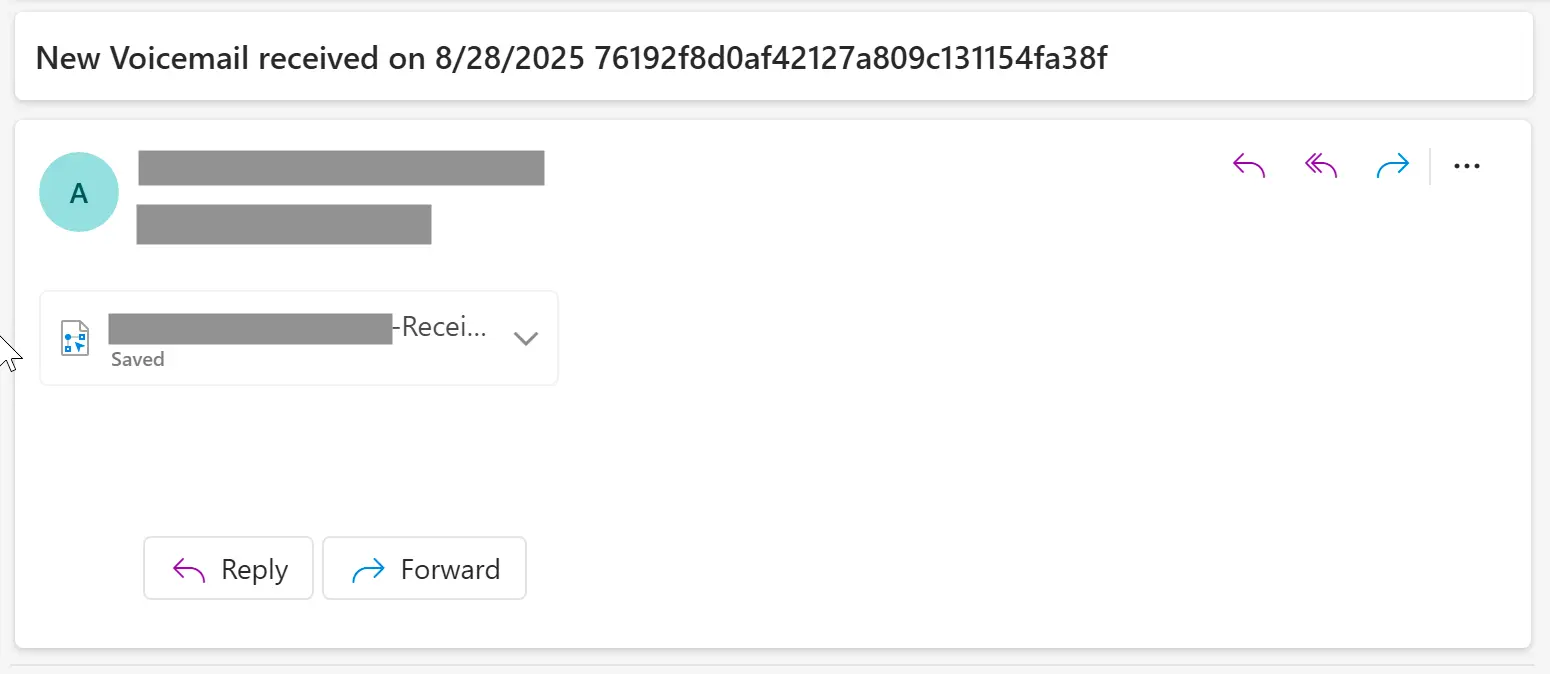 Gefälschte Voicemail-Benachrichtigung mit SVG-Anhang